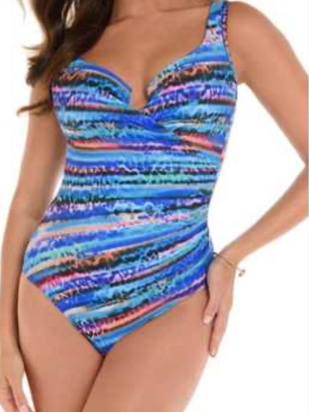 Miraclesuit One Piece Animal Spectrum Layered Escape Swimsuit Blue Tummy Control